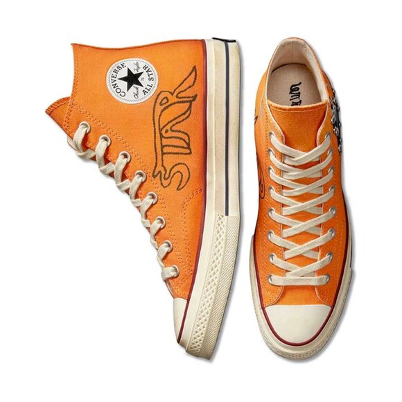 2022 Converse Come Tees x Chuck 70 High 'Star Light Path' Sun Orange MENS 10 NEW - Picture 13 of 14